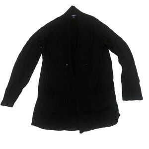 Reitmans Black Ribbed Knit Open Front Cardigan - XL/TG